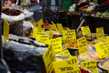 Kudüs İsrail 24 Mayıs 2018 çeşitli baharatlar Closeup lehimlemek içinde çarşı Kudüs İsrail