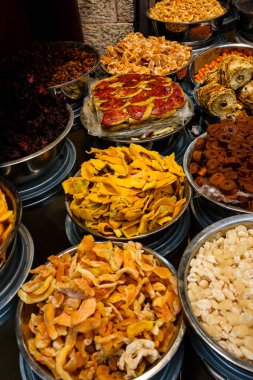 Kudüs İsrail 24 Mayıs 2018 çeşitli Kuruyemiş Closeup lehimlemek içinde çarşı Kudüs İsrail