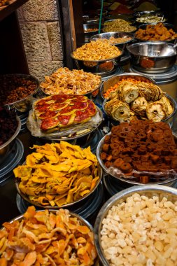 Kudüs İsrail 24 Mayıs 2018 çeşitli Kuruyemiş Closeup lehimlemek içinde çarşı Kudüs İsrail