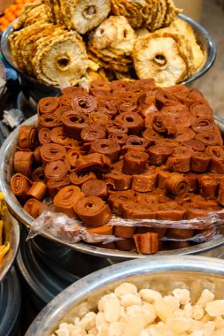 Kudüs İsrail 24 Mayıs 2018 çeşitli Kuruyemiş Closeup lehimlemek içinde çarşı Kudüs İsrail