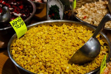 Kudüs İsrail 24 Mayıs 2018 çeşitli Kuruyemiş Closeup lehimlemek içinde çarşı Kudüs İsrail