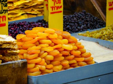 Kudüs İsrail 24 Mayıs 2018 çeşitli Kuruyemiş Closeup lehimlemek içinde çarşı Kudüs İsrail