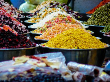 Kudüs İsrail 24 Mayıs 2018 çeşitli Kuruyemiş Closeup lehimlemek içinde çarşı Kudüs İsrail