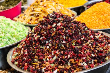 Kudüs İsrail 24 Mayıs 2018 çeşitli Kuruyemiş Closeup lehimlemek içinde çarşı Kudüs İsrail