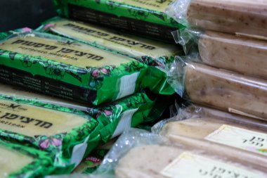 Kudüs İsrail 24 Mayıs 2018 bir gıda Closeup stand içinde belgili tanımlık çarşı Kudüs İsrail