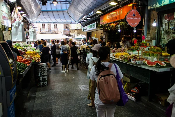 Jerusalém Israel Maio 2018 Desconhece Pessoas Andando Fazendo Compras Mercado — Fotografia de Stock