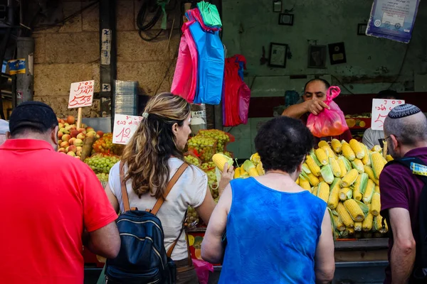 Jerusalén Israel Mayo 2018 Personas Desconocidas Caminando Comprando Mercado Mahane — Foto de Stock