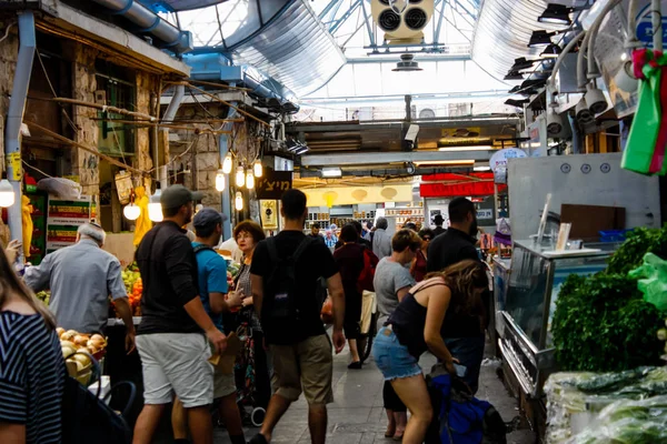 Jerusalém Israel Maio 2018 Desconhece Pessoas Andando Fazendo Compras Mercado — Fotografia de Stock