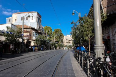 Jerusalem İsrail 24 Mayıs 2018 bilinmeyenli insanlar Jaffa street Jerusalem öğleden sonra