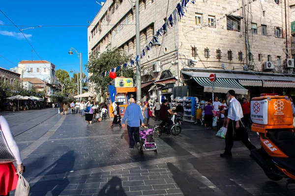 Jerusalém Israel Maio 2018 Desconhece Pessoas Andando Rua Jaffa Tarde — Fotografia de Stock