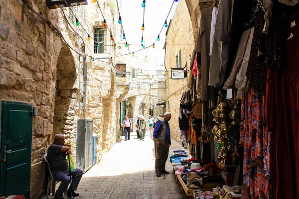 Jeruzalem Israël Mei 2018 Weergave Van Onbekenden Mensen Lopen David — Stockfoto