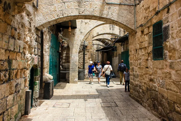 Jerusalén Israel Mayo 2018 Vista Gente Desconocida Caminando Calle David — Foto de Stock