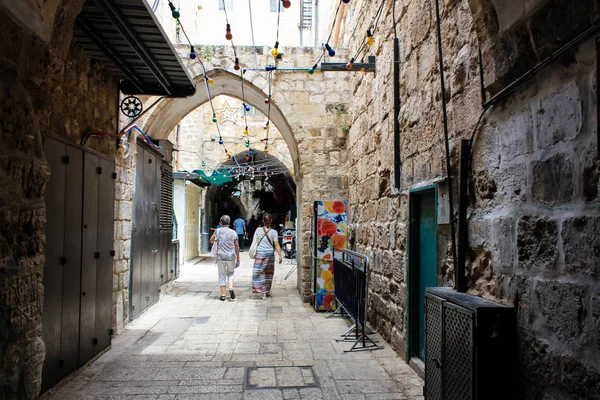 Jerusalén Israel Mayo 2018 Vista Gente Desconocida Caminando Calle David — Foto de Stock