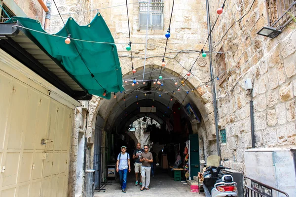 Jeruzalem Israël Mei 2018 Weergave Van Onbekenden Mensen Lopen David — Stockfoto