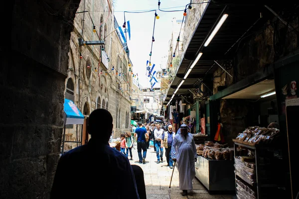 Jerusalén Israel Mayo 2018 Vista Gente Desconocida Caminando Calle David — Foto de Stock