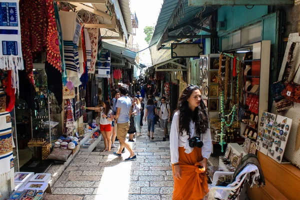 Jérusalem Israël Mai 2018 Vue Inconnus Marchant Dans Rue David — Photo