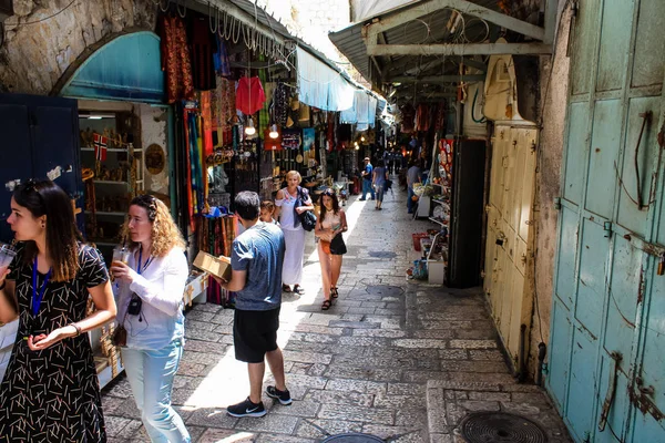 Jerusalén Israel Mayo 2018 Vista Gente Desconocida Caminando Calle David — Foto de Stock