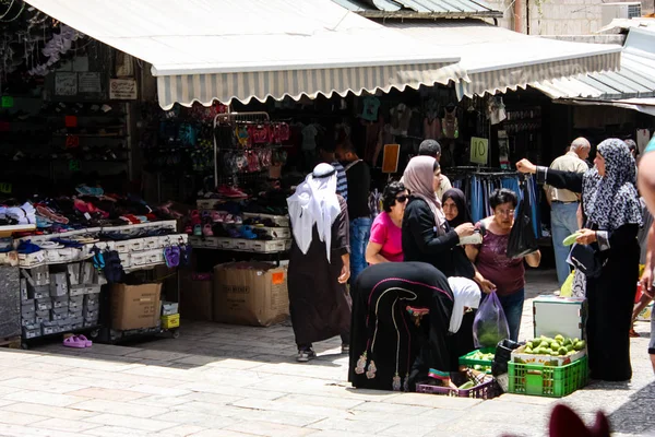 Jerusalén Israel Mayo 2018 Vista Gente Desconocida Caminando Calle David — Foto de Stock