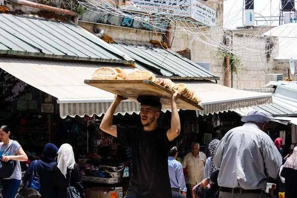 Jerusalem Israel May 2018 View Unknowns People Walking David Street — Stock Photo, Image