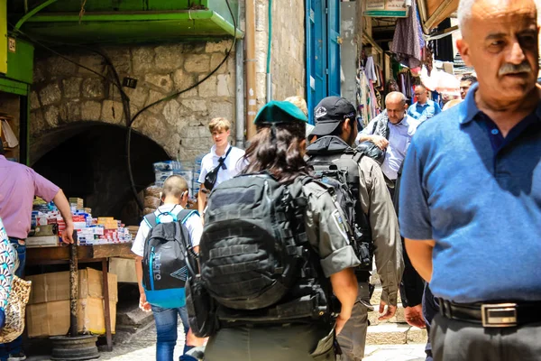 Иерусалим Израиль Май 2018 Вид Неизвестных Людей Идущих Улице Давида — стоковое фото