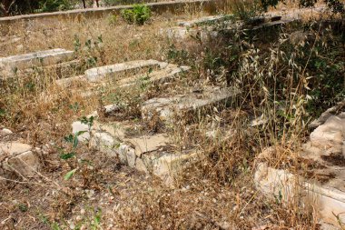 Kudüs İsrail 28 Mayıs 2018 Kudüs şehir merkezinde bir eski terk edilmiş Arap mezarlığı görünümü
