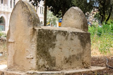 Kudüs İsrail 28 Mayıs 2018 Kudüs şehir merkezinde bir eski terk edilmiş Arap mezarlığı görünümü
