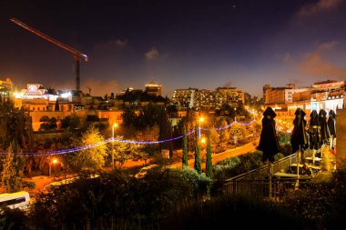 Kudüs İsrail 31 Mayıs 2018 panoramik gece Kudüs şehri