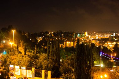 Kudüs İsrail 31 Mayıs 2018 panoramik gece Kudüs şehri