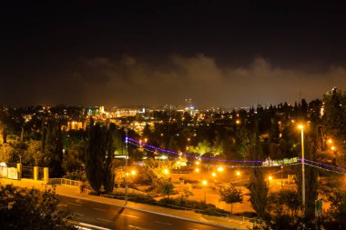 Kudüs İsrail 31 Mayıs 2018 panoramik gece Kudüs şehri