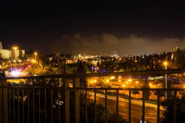 Kudüs İsrail 31 Mayıs 2018 panoramik gece Kudüs şehri