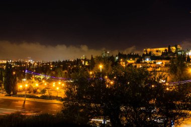 Kudüs İsrail 31 Mayıs 2018 panoramik gece Kudüs şehri