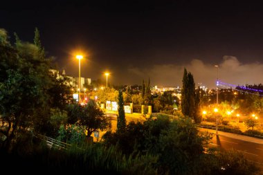 Kudüs İsrail 31 Mayıs 2018 panoramik gece Kudüs şehri