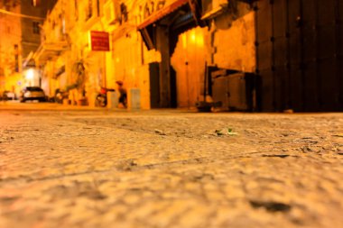 Kudüs İsrail 31 Mayıs 2018 Eski Kudüs şehri, gece yerden sokak görünümü