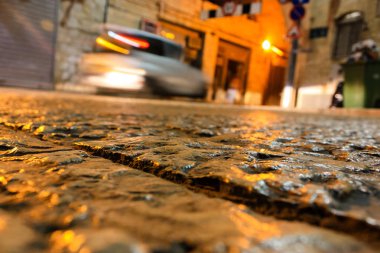 Kudüs İsrail 31 Mayıs 2018 Eski Kudüs şehri, gece yerden sokak görünümü