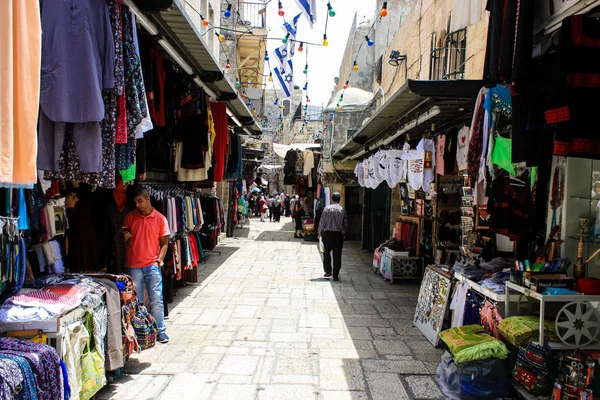 Jerusalém Israel Maio 2018 Vista Pessoas Desconhecidas Andando Rua David — Fotografia de Stock