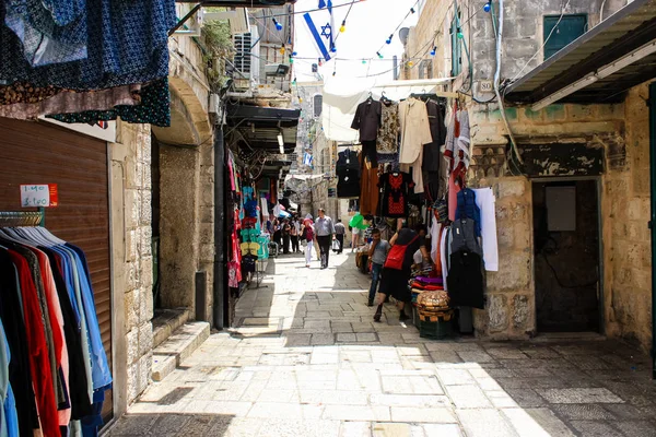 Jeruzalem Israël Mei 2018 Weergave Van Onbekenden Mensen Lopen David — Stockfoto