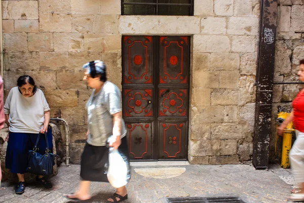 Jerusalém Israel Maio 2018 Vista Pessoas Desconhecidas Andando Rua David — Fotografia de Stock