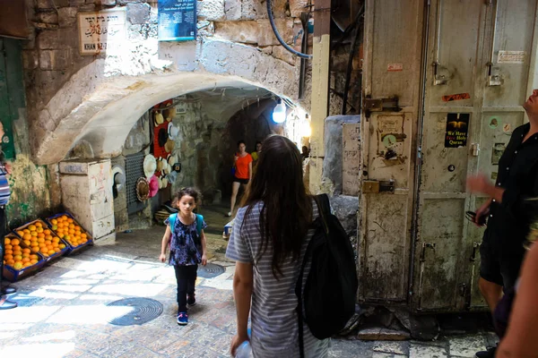 Jerusalén Israel Mayo 2018 Vista Gente Desconocida Caminando Calle David — Foto de Stock