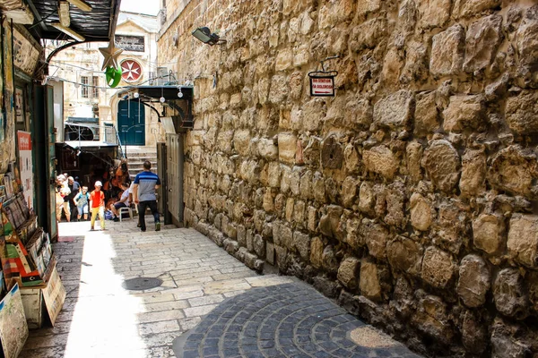 Jeruzalem Israël Mei 2018 Weergave Van Onbekenden Mensen Lopen David — Stockfoto