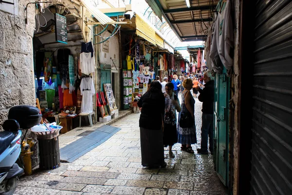 Jerusalem Israel May 2018 View Unknowns People Walking David Street — Stock Photo, Image