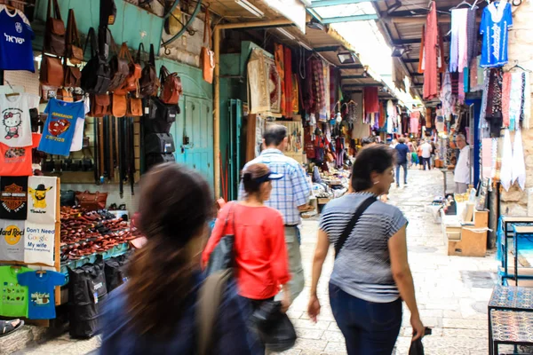 Jerusalem Israel May 2018 View Unknowns People Walking David Street — Stock Photo, Image