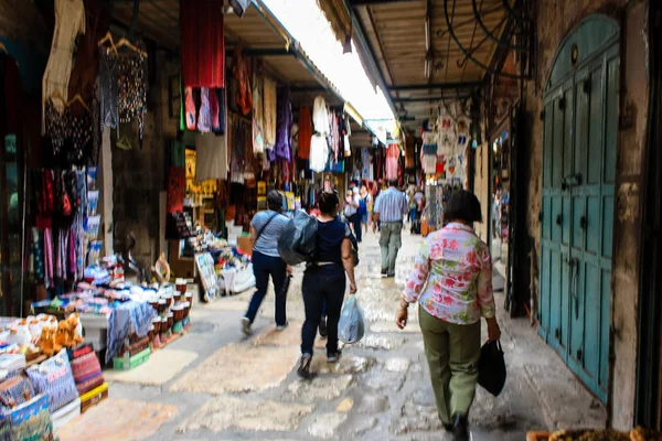 Jerusalém Israel Maio 2018 Vista Pessoas Desconhecidas Andando Rua David — Fotografia de Stock