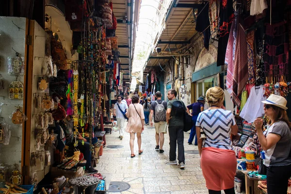 Jérusalem Israël Mai 2018 Vue Inconnus Marchant Dans Rue David — Photo