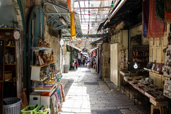 Jerusalém Israel Maio 2018 Vista Pessoas Desconhecidas Andando Rua David — Fotografia de Stock