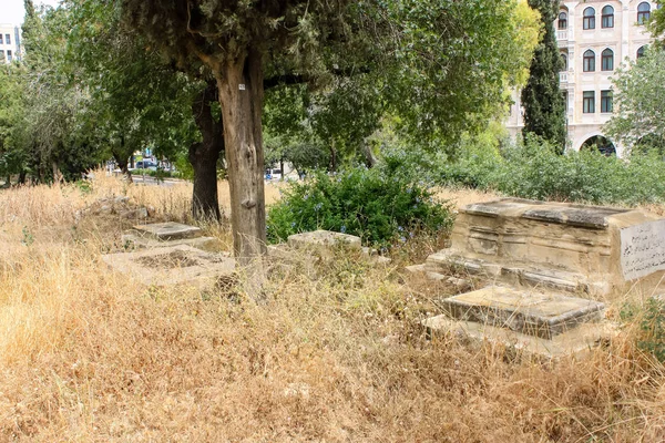 Jerusalén Israel Mayo 2018 Vista Antiguo Cementerio Árabe Abandonado Centro — Foto de Stock