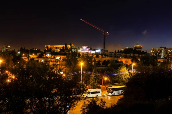 Jerusalém Israel Maio 2018 Vista Panorâmica Cidade Jerusalém Durante Noite — Fotografia de Stock