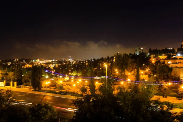 Izrael Jerusalem Panorama Jerozolimy Nocy Maja 2018 — Zdjęcie stockowe