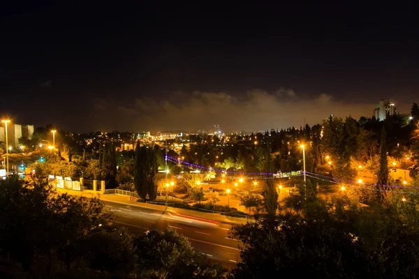 Jeruzalem Israël Mei 2018 Panoramisch Uitzicht Van Stad Jeruzalem Nacht — Stockfoto
