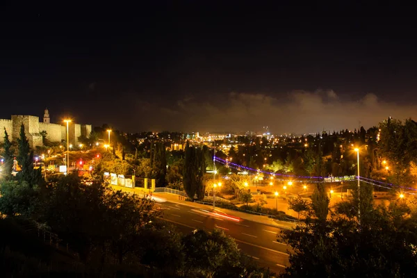 Izrael Jerusalem Panorama Jerozolimy Nocy Maja 2018 — Zdjęcie stockowe