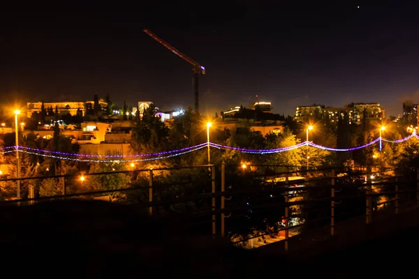 Иерусалим Израиль Май 2018 Панорамный Вид Город Иерусалим Ночью — стоковое фото